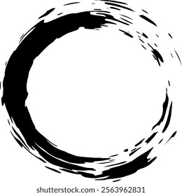 Hand drawn black paintbrush circle creating a grunge border, frame or text background with copy space, representing concepts such as perfection, completion, and eternity