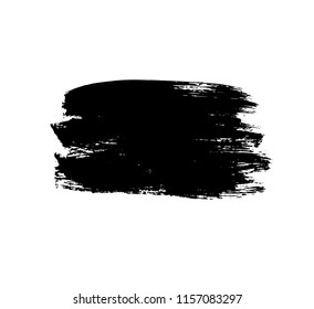 Hand drawn black painted square. Ink brush stroke. Painted grunge stripe. 