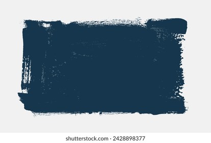 Hand drawn black painted stain. Modern artistic background. Vector one color textured spot rectangular shape, greeting card, banner, poster. Monochrome stroke background. Design drawn, brush painted.