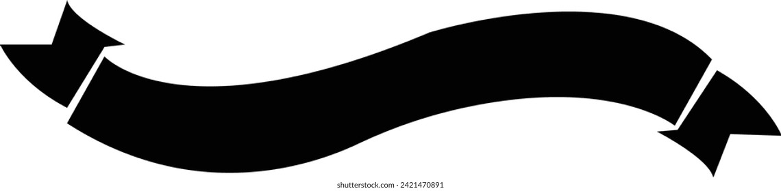 Hand drawn black ribbon banners icon . Design elements for greeting cards, banners, invitation. Multipurpose Editable vector poster and banner icons, easy to change color or size black contour.