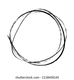 Hand drawn black scribble circles isolated on white