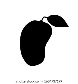 Hand drawn black silhouette of mango. Vector illustration.