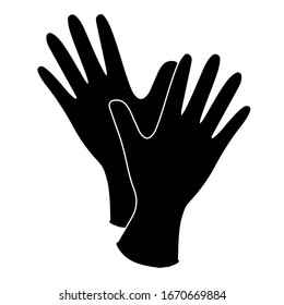Guantes vectoriales de silueta negra dibujados a mano, símbolo de equipo de protección médica