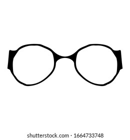 Hand drawn black simple glasses on white background. Vector illustration.
