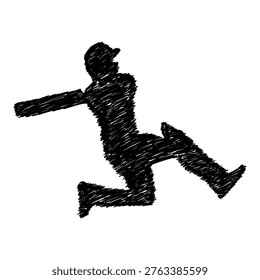 Hand drawn black sketch of cricket batsman. cricket player shot art. batsman playing cricket slog shot drawing. vector illustration