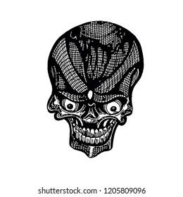 Hand Drawn Black Skulls Vector Illustration