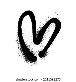 El spray negro dibujado a mano puede moler el corazón sobre fondo blanco. Diseño aislado de tinta de pincel. Decoración. Plantilla de tarjeta de San Valentín, elemento de patrón y símbolo de amor. Imágenes prediseñadas de vectores.