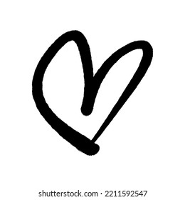 El spray negro dibujado a mano puede moler el corazón sobre fondo blanco. Diseño aislado de tinta de pincel. Decoración. Plantilla de tarjeta de San Valentín, elemento de patrón y símbolo de amor. Imágenes prediseñadas de vectores.