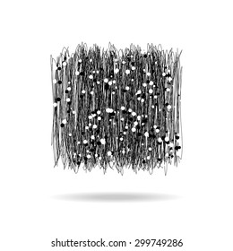 Hand drawn black squares. Grunge design banner with different dots and small circles. Vector illustration