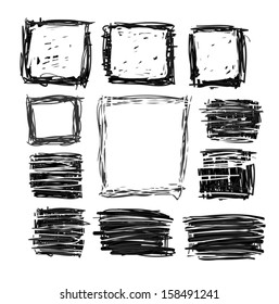 hand drawn black squares and rectangles