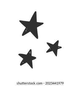 Hand drawn black star element. Comic doodle sketch style. Star icon. Isolated vector illustration.