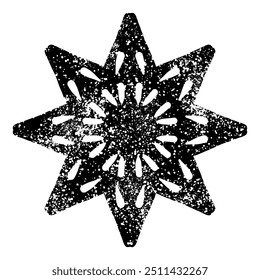 Hand drawn black star shape with grunge texture