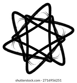 Una forma de estrella negra dibujada a mano con una textura de trazo de pincel crea un diseño artístico abstracto Vector EPS
