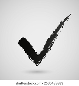 Hand drawn black textured tick icon.Checkmark. Sign. Symbol.Vector.
