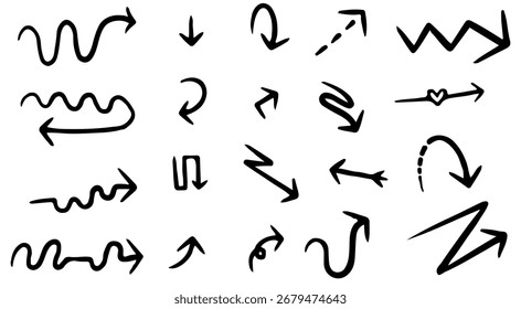 Hand drawn Black Vector Arrow Set Icon Elements