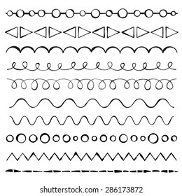 Hand drawn black vector dividers.