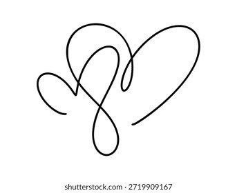Hand Drawn Black vector Flourish In Heart Shape For Romantic And Decorative Design Concepts.