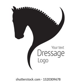 hand drawn black vector horse head logo silhouette.