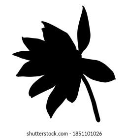 Handgezeichnete schwarze Vektorsilhouette aus Lotusblume. Stockillustration für tropische Pflanzen.