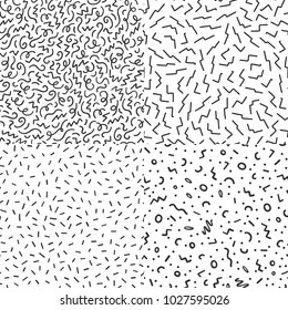 Hand drawn black and white abstract confetti seamless pattern. Pop art fashion festival abstract background in memphis style.