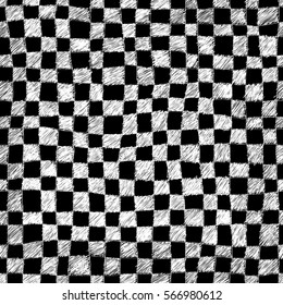Hand drawn black and white abstract seamless pattern.