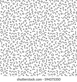 Hand drawn black and white abstract  seamless pattern. Vector geometric pattern in retro memphis style. Striped background.