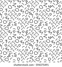 Hand drawn black and white abstract  seamless pattern. Vector geometric pattern in retro memphis style. Striped background.