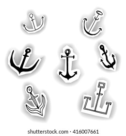 Hand drawn black and white anchor 