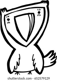 Hand drawn black white. Art Coloring book owl . Cute sitting Owl black and white sketch