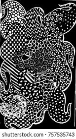 hand drawn black and white artwork