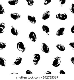 Hand drawn black and white brush stroke seamless pattern. 