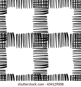 Hand drawn black and white checkered pattern
