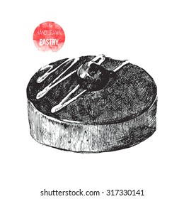 Hand drawn black and white  chocolate pastry