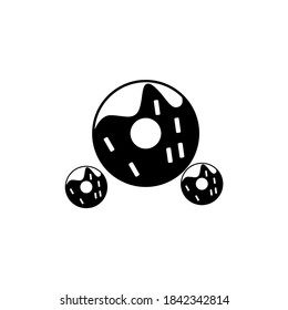 Hand drawn black and white donuts. Donut illustration for your design. Shiny cake.