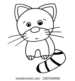 Hand drawn black and white doodle sketch cat vector illustration. Cute pet for card, shirt, sticker and coloring book.