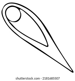Hand Drawn Black and White Doodle Comet Isolated on White Background. Design Element for Cosmonauts Day, Space Day, Cosmonautics Day and Day of Astronautics.