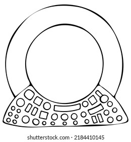 Hand Drawn Black and White Doodle Viewport Isolated on White Background. Viewport Coloring Page.