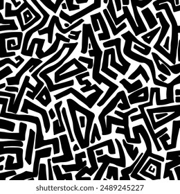 Hand drawn black and white doodle pattern design background 