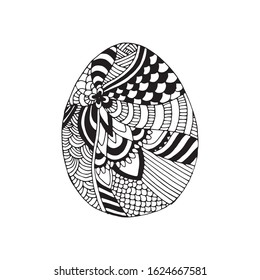 Hand drawn black and white eggs with ethnic pattern clipart. Can be used for Easter handmade postcard with chicken eggs, or adult coloring book page.
