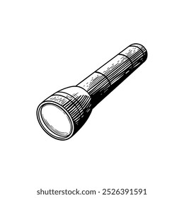 handgezeichnete schwarz-weiße Taschenlampe