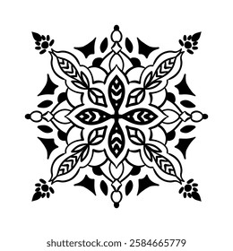 Hand drawn black and white floral mandala design for creative projects and inspiration vector illustration