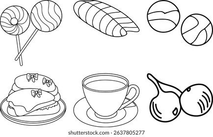 Hand Drawn Black and White Food Doodle Icons – Lollipop