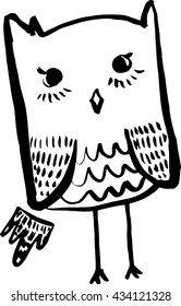 Hand Drawn Black White Illustration Owl Stock Vector (Royalty Free ...