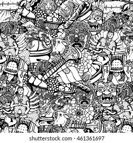 Hand Drawn Black and White India Collage