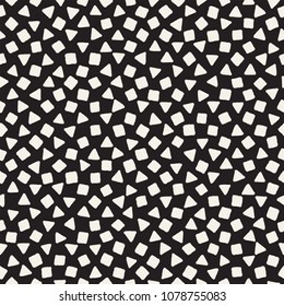 Hand drawn black and white ink abstract seamless pattern. Vector stylish grunge texture. Monochrome geometric scattered shapes paint brush lines