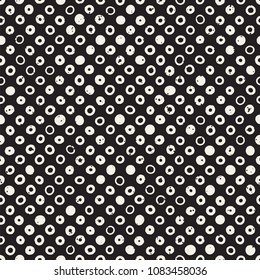 Hand drawn black and white ink abstract seamless pattern. Vector stylish grunge texture. Monochrome geometric scattered shapes paint brush lines