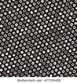 Hand drawn black and white ink abstract seamless pattern. Vector stylish grunge texture. Monochrome geometric scattered shapes paint brush lines