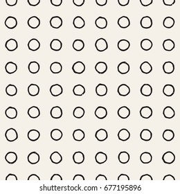 Hand drawn black and white ink abstract seamless pattern. Vector stylish grunge texture. Monochrome geometric shapes paint brush lines
