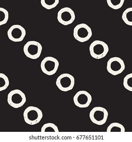 Hand drawn black and white ink abstract seamless pattern. Vector stylish grunge texture. Monochrome geometric shapes paint brush lines
