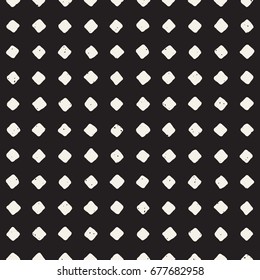 Hand drawn black and white ink abstract seamless pattern. Vector stylish grunge texture. Monochrome geometric shapes paint brush lines